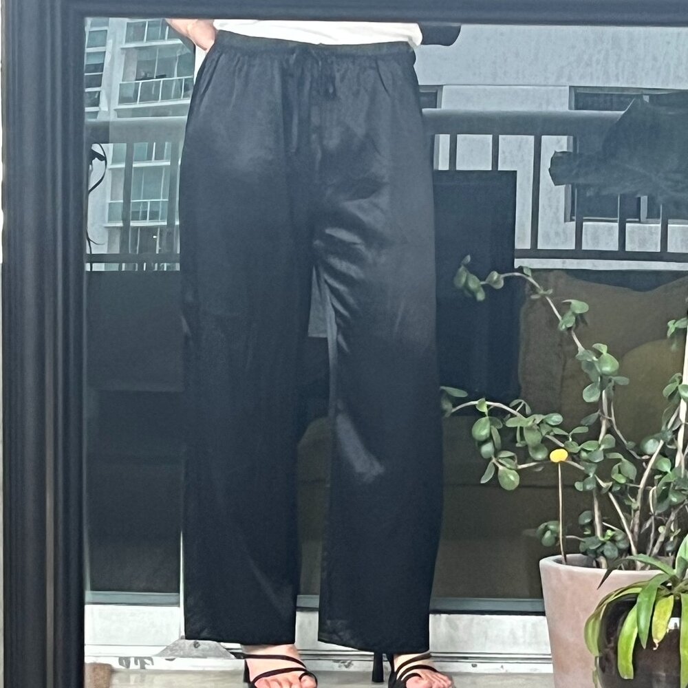 90s silky long black pant